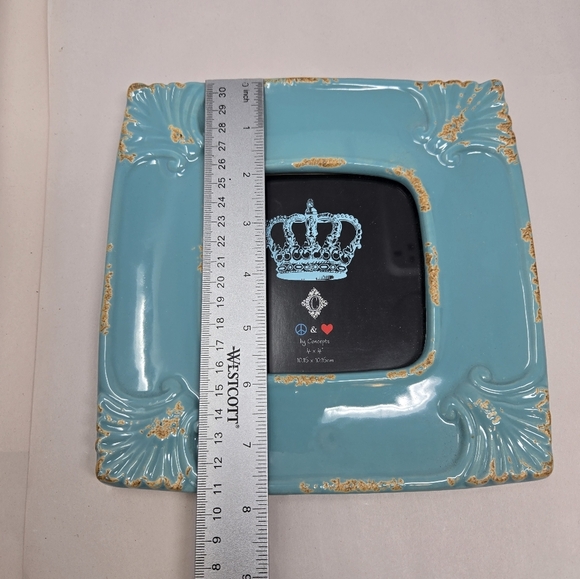 Concepts In Time Turquoise Distressed Ceramic Picture Frame 4x4 Farmhouse Rustic - Picture 9 of 12
